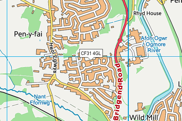 CF31 4GL map - OS VectorMap District (Ordnance Survey)