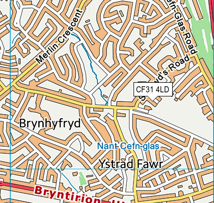 CF31 4LD map - OS VectorMap District (Ordnance Survey)