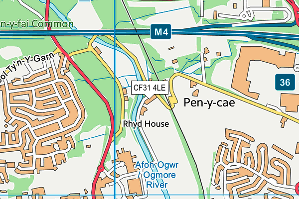 CF31 4LE map - OS VectorMap District (Ordnance Survey)