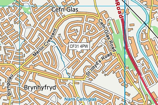 CF31 4PW map - OS VectorMap District (Ordnance Survey)