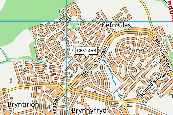 CF31 4RB map - OS VectorMap District (Ordnance Survey)