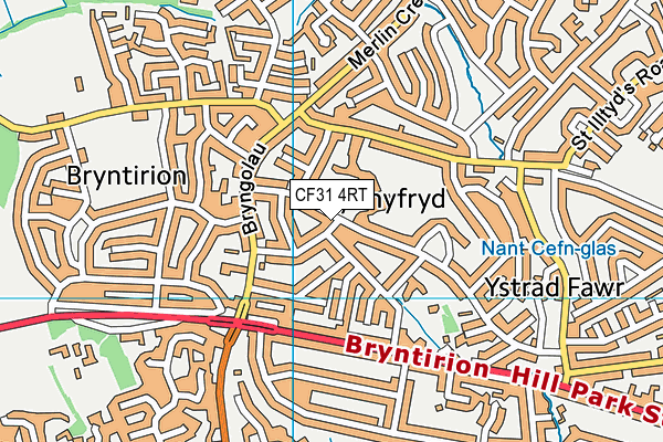 CF31 4RT map - OS VectorMap District (Ordnance Survey)