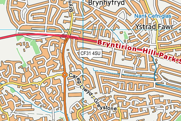 CF31 4SU map - OS VectorMap District (Ordnance Survey)