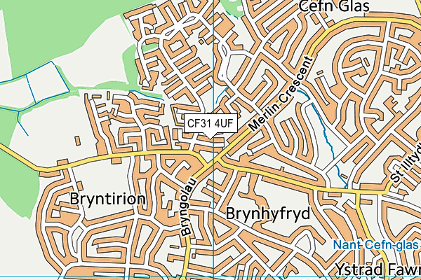 CF31 4UF map - OS VectorMap District (Ordnance Survey)