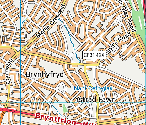 CF31 4XX map - OS VectorMap District (Ordnance Survey)