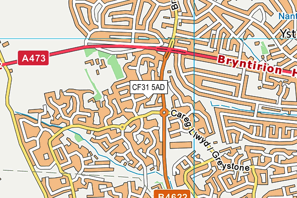 CF31 5AD map - OS VectorMap District (Ordnance Survey)