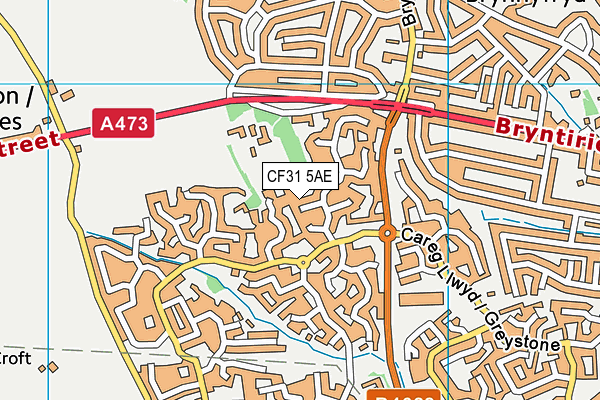 CF31 5AE map - OS VectorMap District (Ordnance Survey)