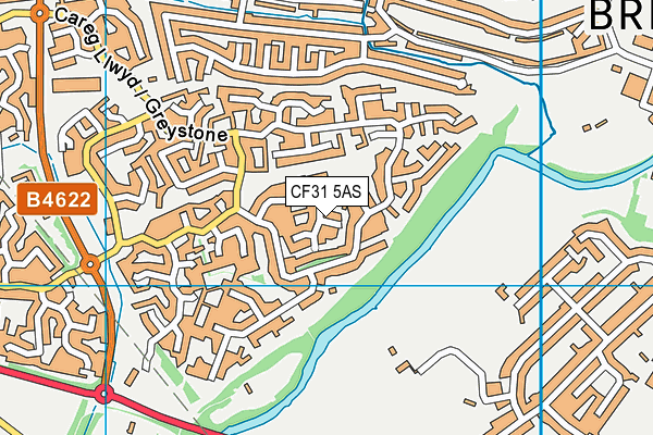 CF31 5AS map - OS VectorMap District (Ordnance Survey)