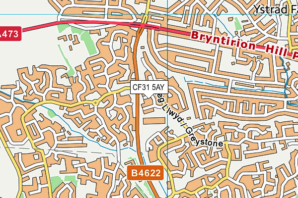 CF31 5AY map - OS VectorMap District (Ordnance Survey)