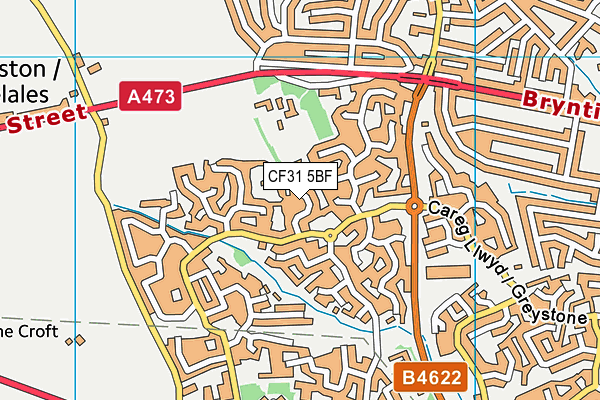 CF31 5BF map - OS VectorMap District (Ordnance Survey)