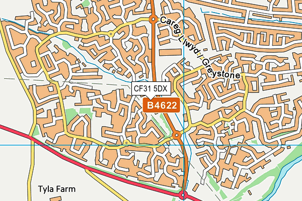 CF31 5DX map - OS VectorMap District (Ordnance Survey)