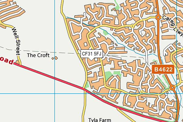 CF31 5FJ map - OS VectorMap District (Ordnance Survey)