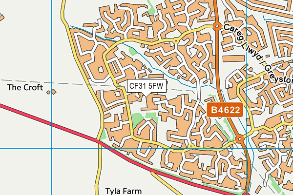 CF31 5FW map - OS VectorMap District (Ordnance Survey)