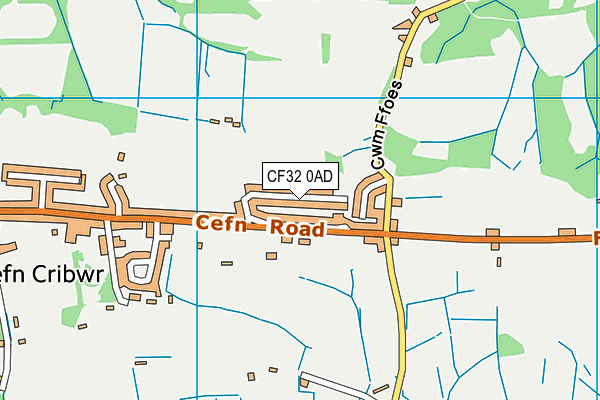 CF32 0AD map - OS VectorMap District (Ordnance Survey)