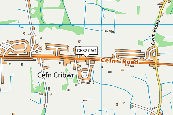 CF32 0AG map - OS VectorMap District (Ordnance Survey)