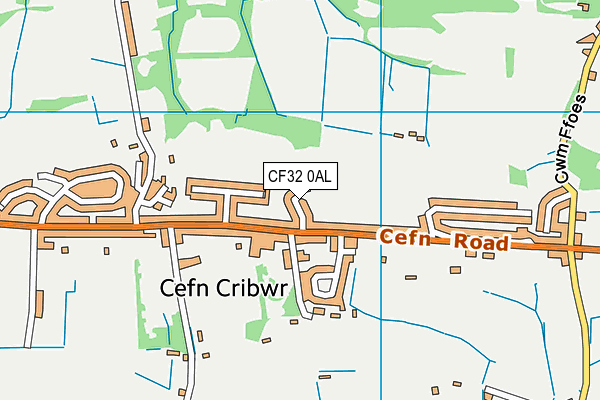 CF32 0AL map - OS VectorMap District (Ordnance Survey)