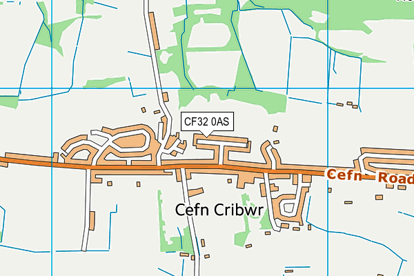 CF32 0AS map - OS VectorMap District (Ordnance Survey)