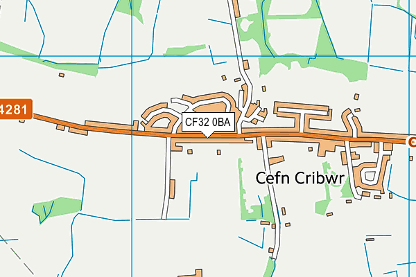 CF32 0BA map - OS VectorMap District (Ordnance Survey)