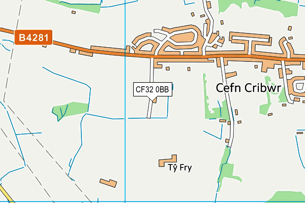 CF32 0BB map - OS VectorMap District (Ordnance Survey)