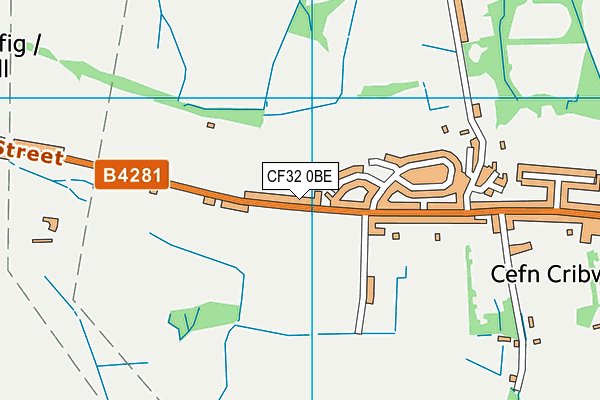 CF32 0BE map - OS VectorMap District (Ordnance Survey)