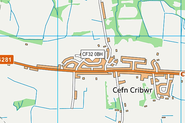 CF32 0BH map - OS VectorMap District (Ordnance Survey)