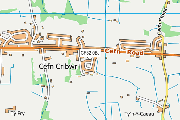 CF32 0BJ map - OS VectorMap District (Ordnance Survey)