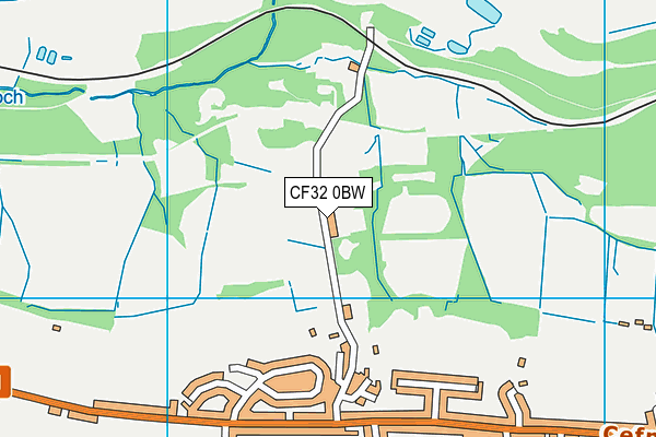 CF32 0BW map - OS VectorMap District (Ordnance Survey)