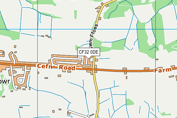 CF32 0DE map - OS VectorMap District (Ordnance Survey)