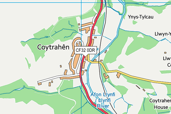 CF32 0DR map - OS VectorMap District (Ordnance Survey)