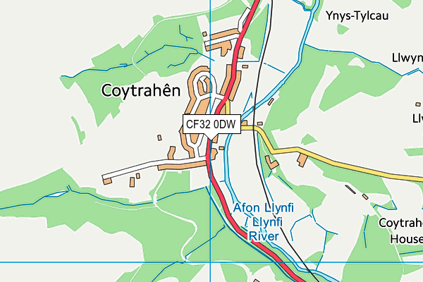 CF32 0DW map - OS VectorMap District (Ordnance Survey)