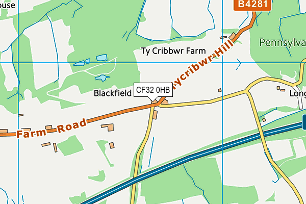 CF32 0HB map - OS VectorMap District (Ordnance Survey)