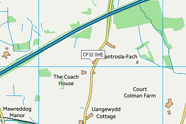 CF32 0HE map - OS VectorMap District (Ordnance Survey)