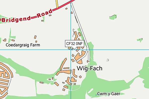 CF32 0NF map - OS VectorMap District (Ordnance Survey)