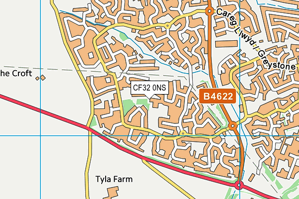 CF32 0NS map - OS VectorMap District (Ordnance Survey)