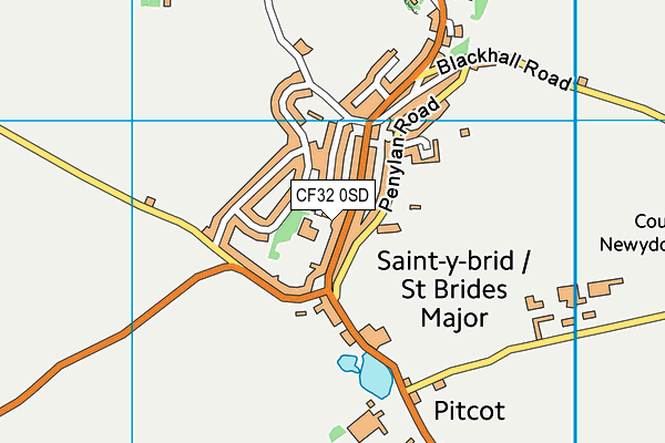 CF32 0SD map - OS VectorMap District (Ordnance Survey)