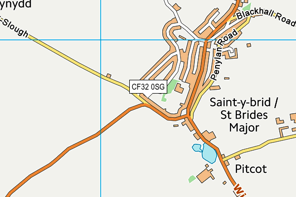 CF32 0SG map - OS VectorMap District (Ordnance Survey)