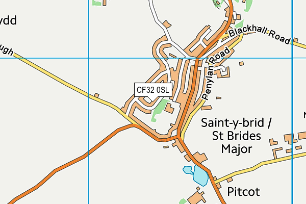 CF32 0SL map - OS VectorMap District (Ordnance Survey)
