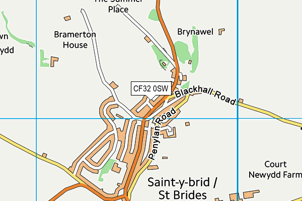 CF32 0SW map - OS VectorMap District (Ordnance Survey)