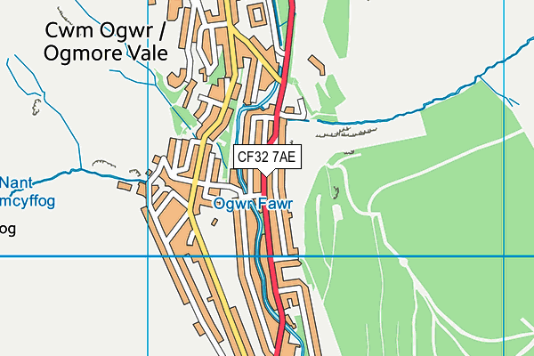 CF32 7AE map - OS VectorMap District (Ordnance Survey)