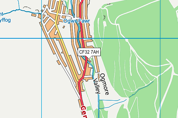 CF32 7AH map - OS VectorMap District (Ordnance Survey)
