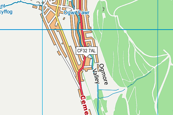 CF32 7AL map - OS VectorMap District (Ordnance Survey)