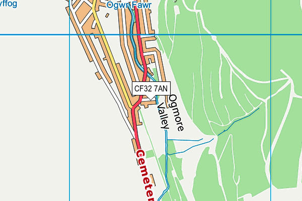 CF32 7AN map - OS VectorMap District (Ordnance Survey)