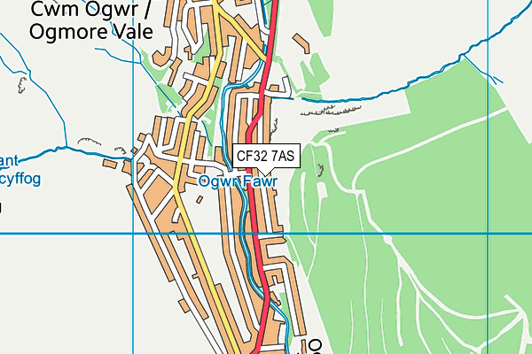 CF32 7AS map - OS VectorMap District (Ordnance Survey)