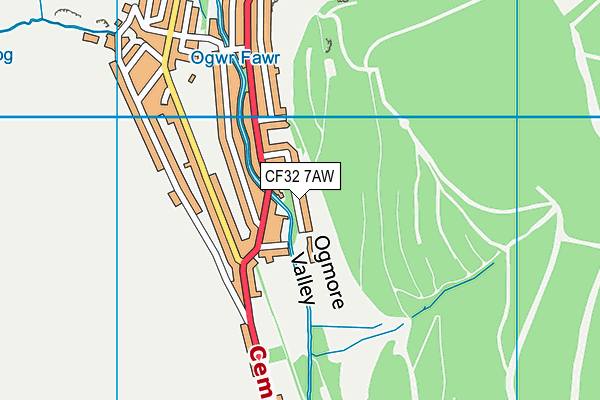 CF32 7AW map - OS VectorMap District (Ordnance Survey)