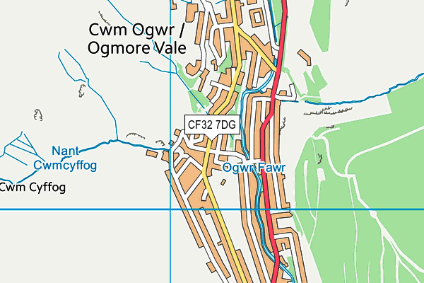 CF32 7DG map - OS VectorMap District (Ordnance Survey)