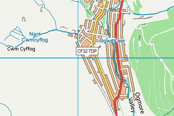CF32 7DP map - OS VectorMap District (Ordnance Survey)