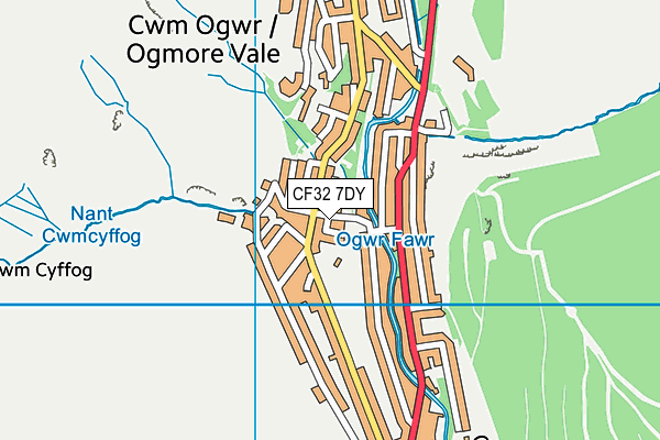 CF32 7DY map - OS VectorMap District (Ordnance Survey)