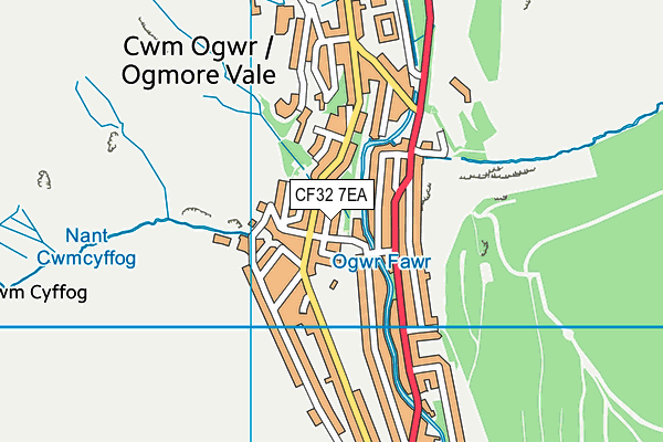 CF32 7EA map - OS VectorMap District (Ordnance Survey)