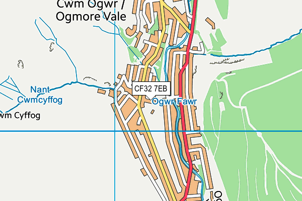 CF32 7EB map - OS VectorMap District (Ordnance Survey)