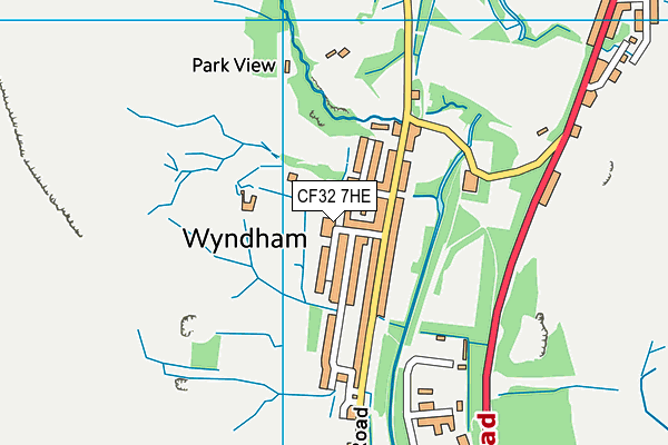 CF32 7HE map - OS VectorMap District (Ordnance Survey)